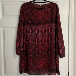 Long Sleeved Red Snake Print Dress